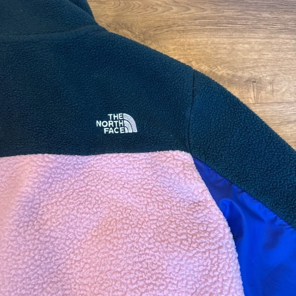 The North Face Girl’s Large 12 Snap Fleece Mashup Jacket Pink/Green/Blue